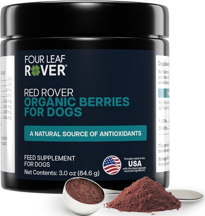 Four Leaf Rover Red Rover - Dog Urinary Tract Supplement - with Vitamins from Organic Berries and Apple - Good Source of Polyphenols and Antioxidants - 30 Large Dog Servings