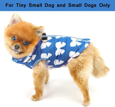 SMALLLEE_LUCKY_STORE Pet Water Resistant Winter Jacket Vest with D-Ring for Small Dog Cat Zip-up Padded Puppy Coat Chihuahua Yorkie Kitten Warm Clothes, Dark Blue, XL