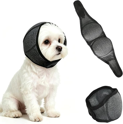Dog Ear Cover for Noise Protection & Anxiety Relief, Adjustable No Shake Ear Wrap for Firework, Hematoma, Bathing, Swim, Grooming and Force Drying (Gray, S(Head Size:10"-15"))