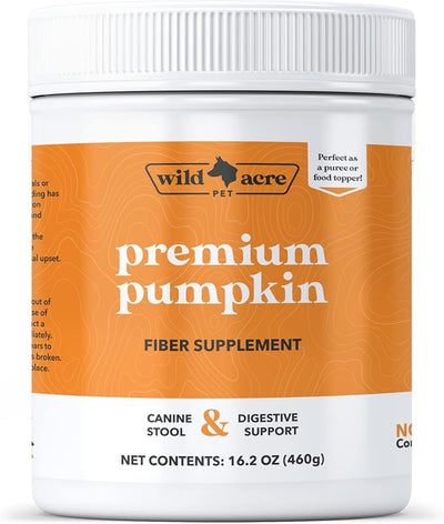 Wild Acre Pumpkin Powder for Dogs - No More Diarrhea or Scoots! - Digestive Puree Treat or Food Topper - Fiber Supplement for Dogs with Prebiotics, 16oz