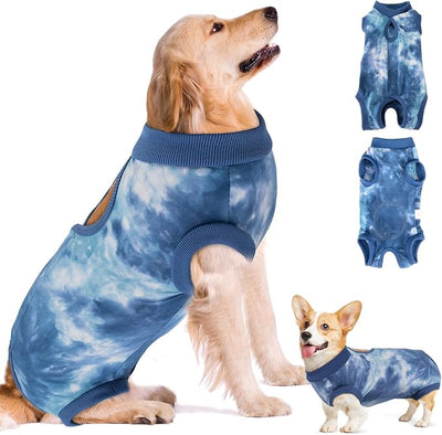 SlowTon Dog Recovery Suit - Surgery Recovery Suit for Female Male Dogs, Dog Onesie After Spay Abdominal Wounds, E-Collar Cone Alternative Prevent Licking Pet Surgical Suit(Blue,L)
