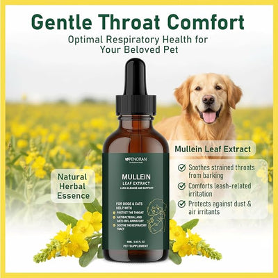 Mullein Lung & Cough Drops for Dogs & Cats, Cough, Hoarseness, Easy Breathing, Lung Cleanse and Support, Better Lungs, Soothes Throat Discomfort - ﻿100% Natural and Efficient ﻿ ﻿ ﻿