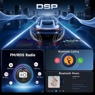 8 Core 6G+128G Android Stereo with Wireless Carplay and Android Auto, 1280P 9 Inch Double DIN Touchscreen Radio with Bluetooth Mirror Link WiFi GPS Steering Wheel Control FM/RDS DSP USB