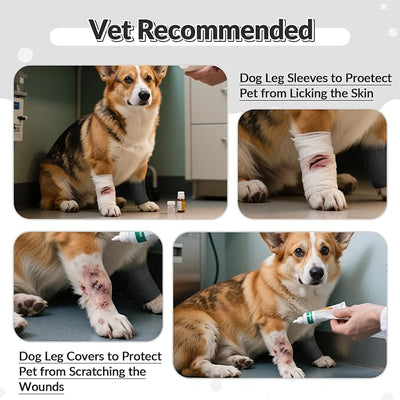 ROZKITCH 4 PCS Dog Sleeve to Prevent Licking, Lick Sleeve for Front Leg, Dog Leg Covers to Prevent Licking, Good for Tired Joint