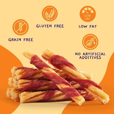 Jungle Calling 22 Count Duck Wrapped Chicken Collagen Sticks, Long Lasting Dog Chews & Bones, Digestible Rawhide Alternative, Teeth Cleaning Dog Treats for Small Medium Dogs, 14.1oz（5 Inch）