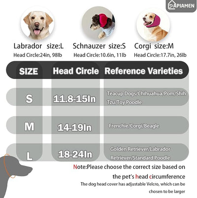 Dog Ear Covers,Dog Ear Muffs Noise Protection,No Flap Ear Wrap for Dogs Hematoma Recovery,Adjustable Calming Hoodie Shower Cap for Grooming,Bathing,Swimming & Anxiety Relief(Grey&Blue,L)