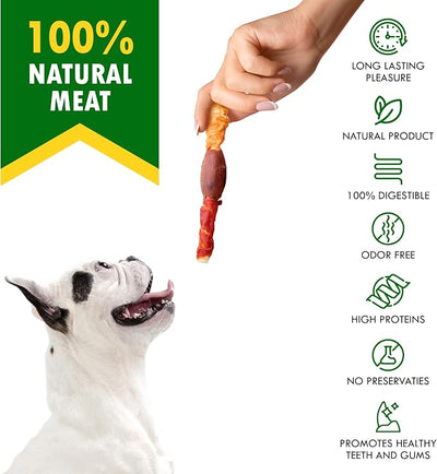 Beloved Pets Dog Treats & Rawhide Bones Wrapped Chicken and Duck - Pet Chews Sticks for Large, Medium & Small Breeds - Long Lasting Chewers Snacks – Puppy Treats
