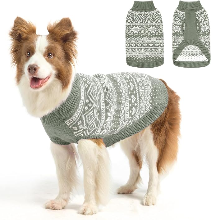 HOMIMP Dog Sweater Argyle - Warm Sweater Winter Clothes Puppy Soft Coat, Ugly Dog Sweater for Small Medium and Large Dogs, Pet Clothing Boy Girl, Grey ML