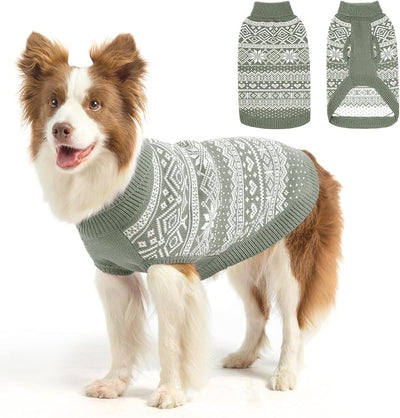 HOMIMP Dog Sweater Argyle - Warm Sweater Winter Clothes Puppy Soft Coat, Ugly Dog Sweater for Small Medium and Large Dogs, Pet Clothing Boy Girl, Grey L