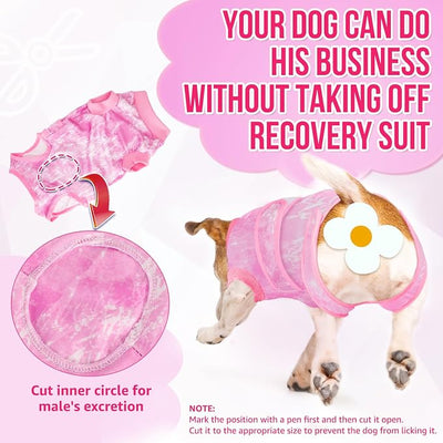 SlowTon Dog Surgery Recovery Suit - Zipper On Dog Onesies After Surgery for Female Male Dogs, Abdominal Wounds Bandages Cone/E-Collar Alternative Dogs Body Suit Shirt Anti-Licking (Pink,3XL)