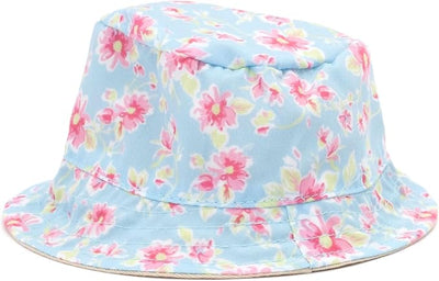 THE WORTHY DOG Fancy Floral Bucket Hat for Dogs – Lightweight Pet Sun Hat with Adjustable Chin Strap, Soft Brim & Bright Colors - Blue, Small