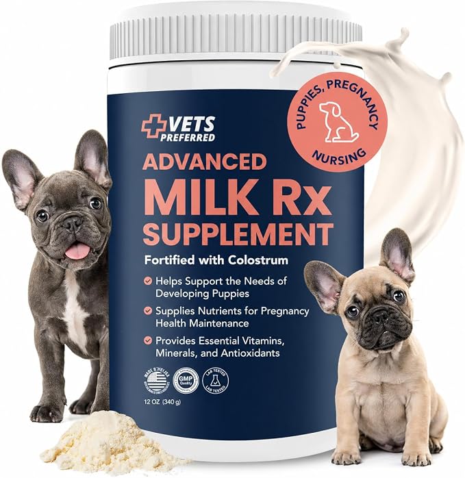 Vets Preferred Puppy Milk Replacement Formula - Dog Milk Replacer Powder Supplement for Pregnant, Lactating, Aging Dogs - Enriched with Colostrum - Nutritious Nursing Formula for Puppies - 12 Oz