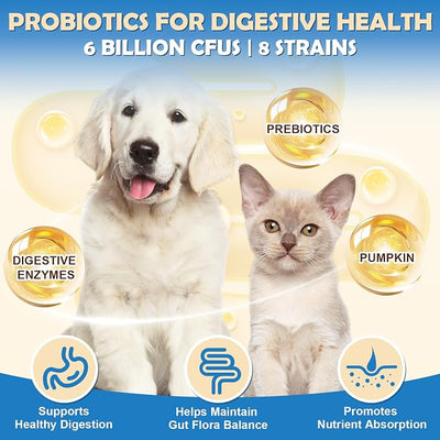 ZEBORA Probiotics for Dogs, Probiotic Powder with Pumpkin, Prebiotics & Digestive Enzymes, 6 Billion CFUs Dog Probiotics for Digestive Health, Gut & Immune Health, Chicken Flavor, 90 Scoops