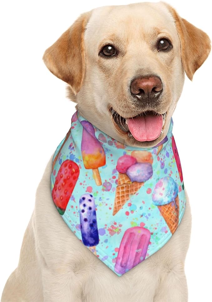 Multicolor Ice Cream Dog Bandana Scarf Triangle Bibs Pet Accessories Cat Kerchief