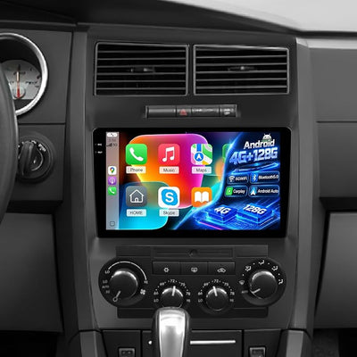 Car Radio for Dodge Charger Magnum 2005-2007 with Carplay and Android Auto | [4+128G] NHOPEEW Android Car Stereo 9 Inch Incell Touchscreen, GPS, 5GHz WiFi, EQ Audio, SWC, Bluetooth + AHD Backup Camera