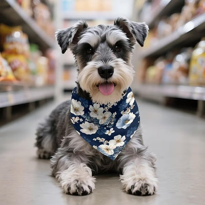 KEIAHUAN Hibiscus Flowers Dog Bandanas Adjustable Doggie Triangle Kerchief Scarf Washable Reversible Pet Handkerchief Dogs Costume Accessories