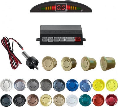 Parking Sensor Kit Backup Sensor Kit Reverse Sensor for Car 20 Color Options for Probes Adjustable Alarm Volume Professional Sensore de Reversa para Carro Safe Driving Assistant（Gold）
