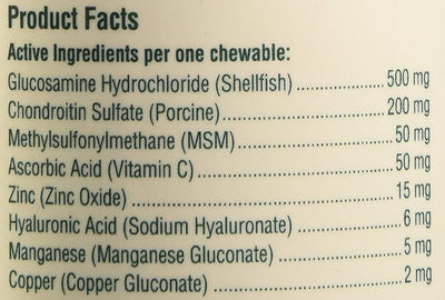 Petnc Level-2 Hip & Joint Health Supplement for Adult Dogs (60 Count), 500mg Glucosamine, 200mg Chondroitin, 50mg MSM, & 6mg Hyaluronic Acid, Includes Vitamin C & Manganese, Liver Flavor