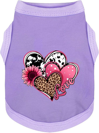 Discover Cozy Cotton Canine Wear: Soft, Lightweight, and Breathable Dog Shirt Vest with Eye-Catching Graphics (Hearts and Love), Keeping Your Furry Friend Comfy! Purple XL