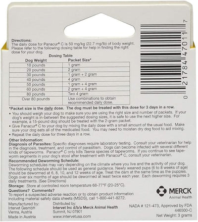 Panacur C Canine Dewormer (Fenbendazole), 1 Gram, Yellow, 3 Count (Pack of 1)