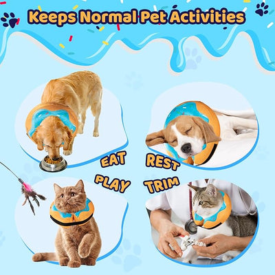 Grand Line Donut Inflatable Collar for Dogs and Cats, Soft Recovery Dog Cone After Surgery, Protective Pet Neck Cone for Small, Medium, Large Dogs, Not Block Vision (Blue, ML)