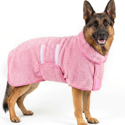 Bienbee Dog Bathrobe, Quick Drying Super Absorbent Pet Robes for Small Medium Large Dogs, Drying Coat for After Bath & Swim, Warm & Cozy Dogs Towels, Dog Puppy Bath Supplies, Pink XXL