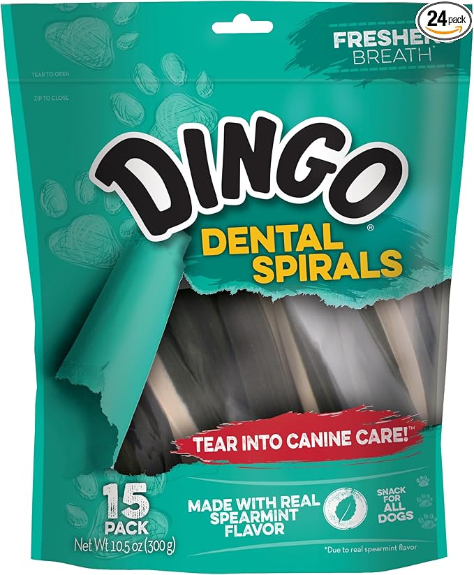 Dingo Dental Spirals With Real Parsley Flavor For Dogs, 360 Ct