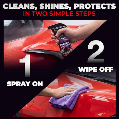 SHINE ARMOR Fortify Quick Coat - 16oz Ceramic Waterless Detailer Spray | 3-in-1 Wash, Wax & Nano-Ceramic Coating | Mirror Shine, Zero Streaks, No Dust Residue | 6-12 Month Protection | Made in USA