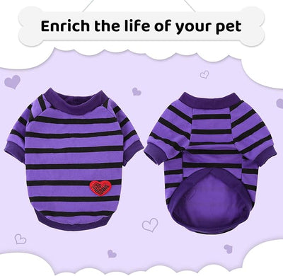 Dog Shirts for Small Dogs, Striped T-Shirts Dog Vest Pet Apparel Tee Shirts Spring Summer Suitable for Small and Medium Large Pets French Bulldog Bichon, Violet XS