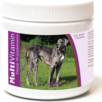 Healthy Breeds Great Dane Multivitamin for Dogs - Vet Recommended Daily Supplement - Bacon Flavored - 60 Soft Chews
