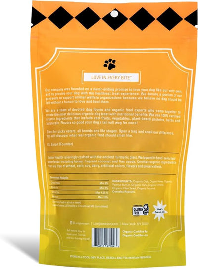 Lord Jameson: Golden Health 6 oz - Dog Wellness Treats, Organic Soft & Chewy No-Bake Bites, Anti-Inflammatory, Oats, PB & Coconut, Preservative Free