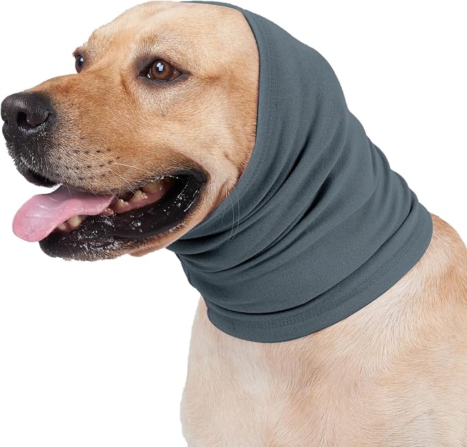 No Shake Ear Wraps for Dogs,Soft Dog Calming Hoodie Dog Ear Cover Ear Muffs for Anxiety,Grooming,Bathing,Swim,Noise Protection Quiet Ear for Dogs,Light Blue S