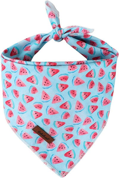 Summer Dog Bandanas Boy Fruit Watermelon Cotton Washable Comfortable Triangle Dog Scarf Adjustable Pet Bib Kerchief for Small Medium Large Dogs L