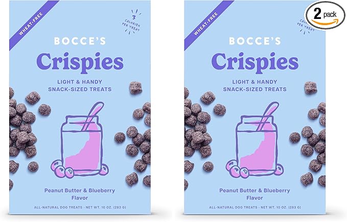 Bocce's Bakery PB + Blueberry Crispies Low-Calorie Wheat-Free Dog Treats,10 oz,(Pack of 2)
