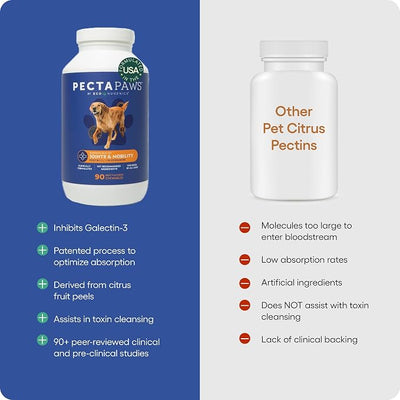 ecoNugenics PectaPaws Chewable Dog Supplements – Beef Flavor, 90 Count – PectaSol Modified Citrus Pectin + Glucosamine HCI for Dogs of All Ages, Supports Mobility, Joints, Immune Function, Pain Relief
