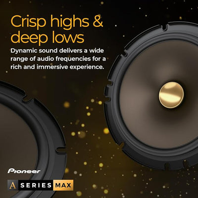 Pioneer A-Series MAX TS-A653FH 6.5” 2-Way Speakers (Pair) – 340W Max, Balanced Sound + Smooth Treble, Enhanced Bass, Ideal Factory Upgrade, Installation Adaptors Included