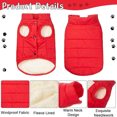 Syhood 2 Pieces Dog Jacket 2 Layers Fleece Lined Dog Jacket Warm Soft Windproof Small Pet Coat for Winter Cold Weather (3X-L,Navy,Red)