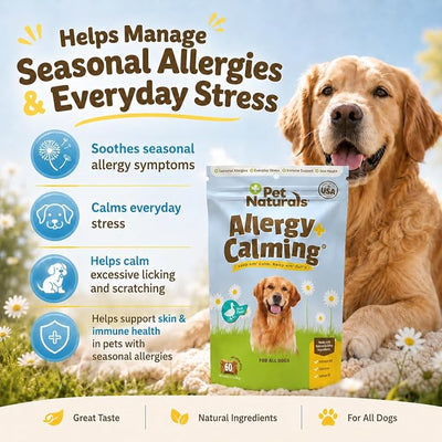 Pet Naturals Allergy Plus Calming Soft Chews for Dogs, Support for Seasonal Allergies, Paw Licking, Itchy Skin, Everyday Stress, Skin Health & Immune Health, 60 Count
