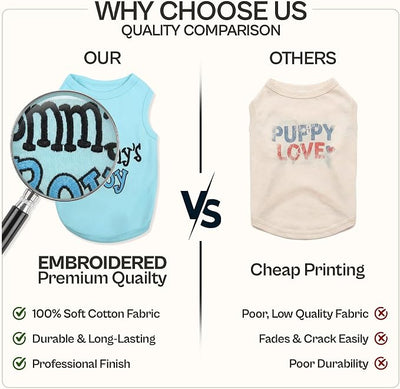 Parisian Pet Dog Shirt for Mother's Day – 100% Cotton Shirts for Large Dogs – Blue Sleeveless Puppy Clothes – Lightweight and Breathable Dog Apparel – Boy Dogs Clothes - Stretchy Mommy’s Boy Pet Shirt
