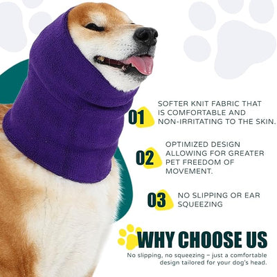 Dog Calming Hoodie Quiet Head Cover Sleeves Double Layer Thickened Dog Ear Muffs Noise Protection,Dog Hematoma Ear Wrap, Dog Headband for Anxiety Relief for Bath, Thunderstorms