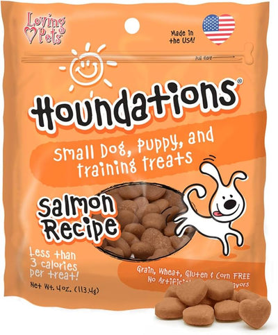 Loving Pets Houndations Salmon Dog Training Treats | All Natural | 2.6 Calories Per Treat | Grain-Free, Wheat-Free, Gluten-Free & Corn-Free | For Small Dogs & Puppies, 4 oz
