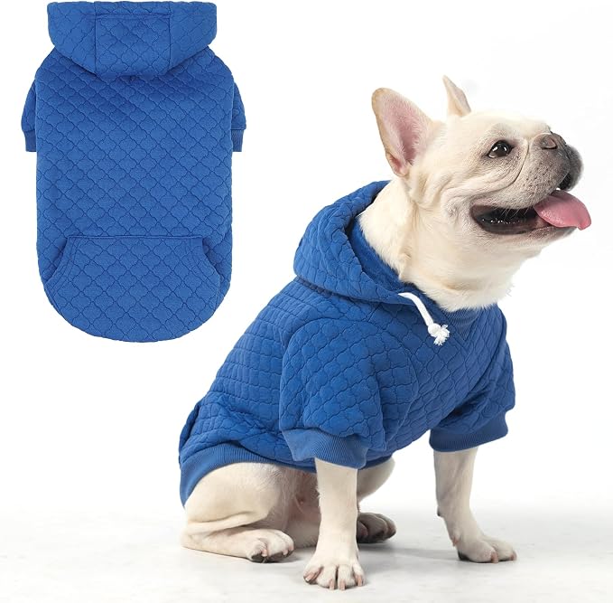KOOLTAIL Dog Hoodie for Small Medium Large Dogs, Ultra-Warm & Soft Winter Fall Fleece Dog Hooded Sweatshirt Clothes Sweater, Lightweight Pullover Coat for Boy Girl Bulldog Pitbull Puppy Cats,Blue M