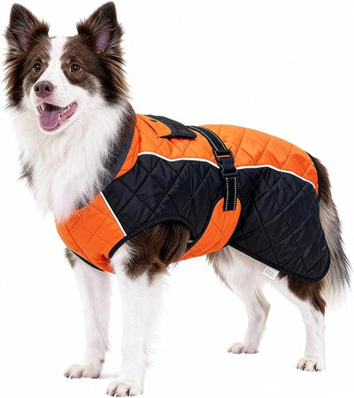 Dog Coat Dogs Jacket Waterproof Reflective Adjustable Dog-Winter Coats for Small/Medium/Large Dogs Dachshund Coat-(Orange, XXX-Large)