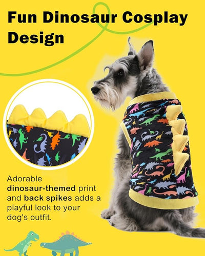 CuteBone Dinosaur Costume Dog Shirt, Stretchy Velvet T-Shirt Clothes for Small Dogs, Soft & Breathable Pet Tee Outfit Cat Apparel for Daily Wear, Cozy Pullover Design Puppy Fashion COSBX01XS
