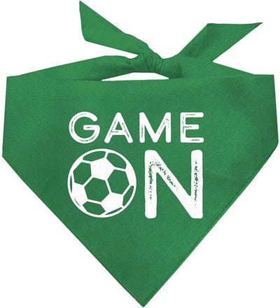 Game On Soccer Dog Bandana | 100% Cotton Adjustable Triangle | Made in USA | Soccer| Sports | Biggest Fan | Game Day | Green, X-Small (1073)