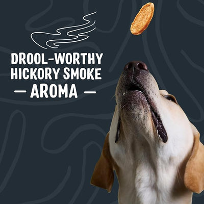 Three Dog Bakery Bark'n Crunch! Hickory Smoke Chicken Chips with 100% Real Chicken - 3.8 oz - Premium Treats for Dogs - High Protein Dog Snacks - Grain Free, No Corn or Soy, Limited Ingredient Treats