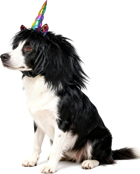 Funny Reindeer Moose Dog Costume - Cute Furry Pet Wig for Halloween & Christmas