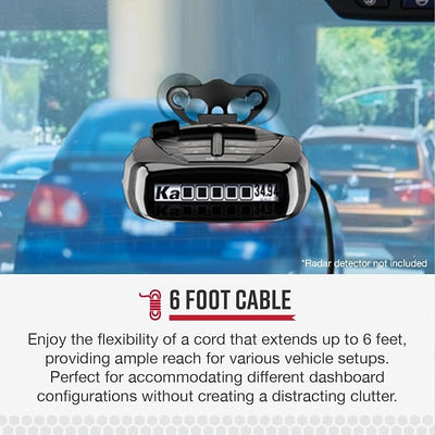 Cobra 12-Volt Straight Power Cord for Powering Radar Detector, 6ft Long, Compatible with Cobra Models