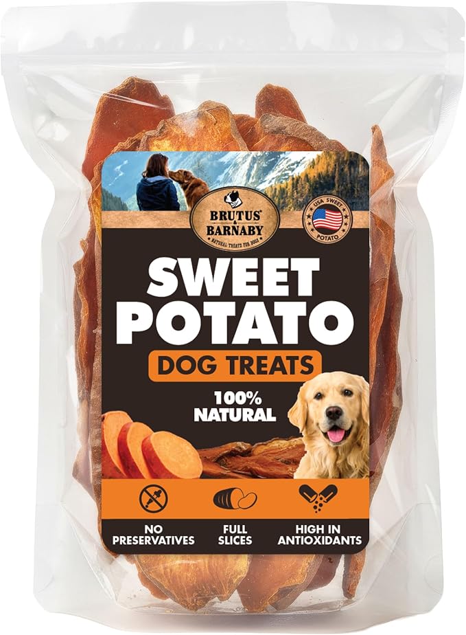 BRUTUS & BARNABY Sweet Potato Dog Treats – Support Sensitive Stomachs with USA-Grown, Hypoallergenic Treats that Smell as Good as They Taste