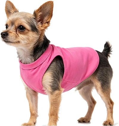 Hot Pink Dog Clothes Cotton Puppy Shirts Breathable Pet Apparel Birthday Girl Cat Kitten Tank Top (Neck Girth 10.24'')